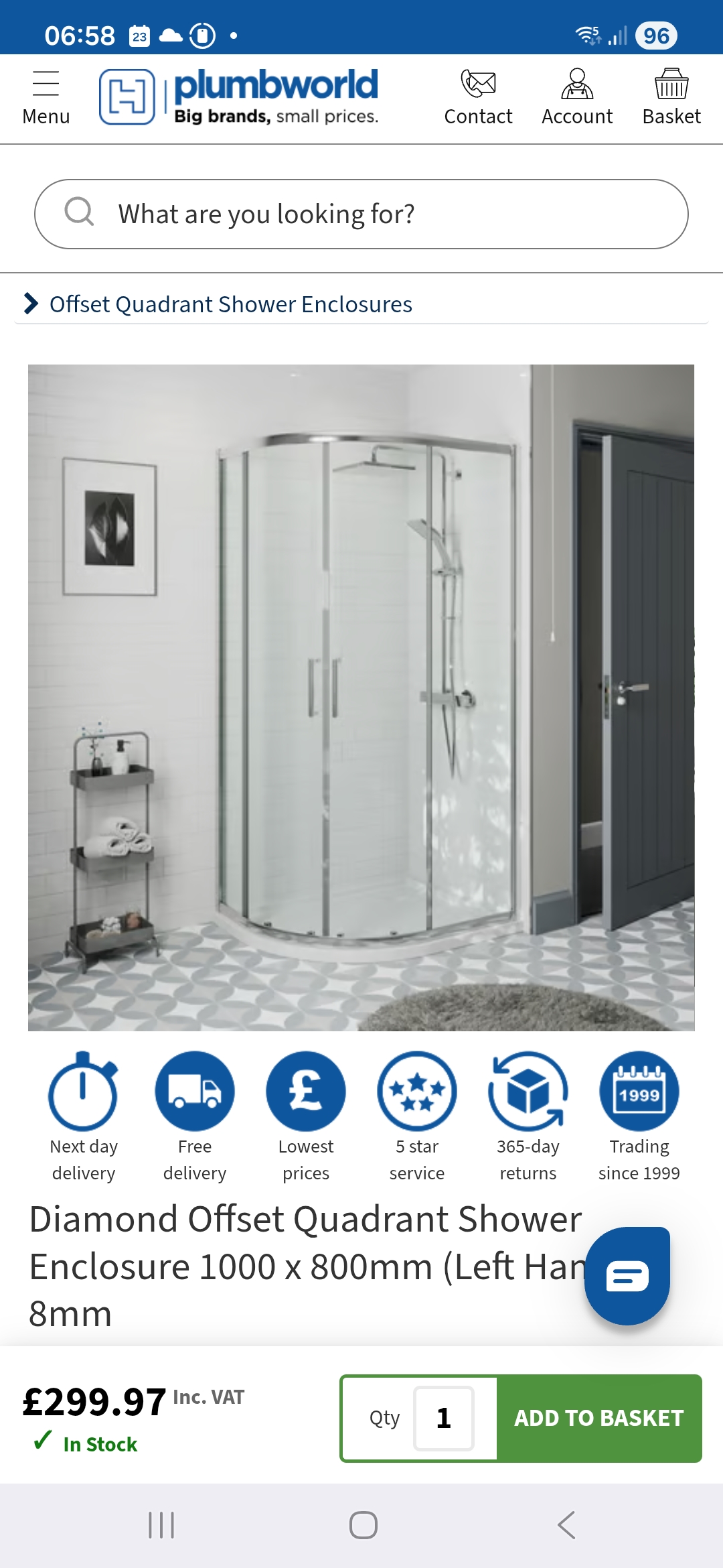 Shower cubicle